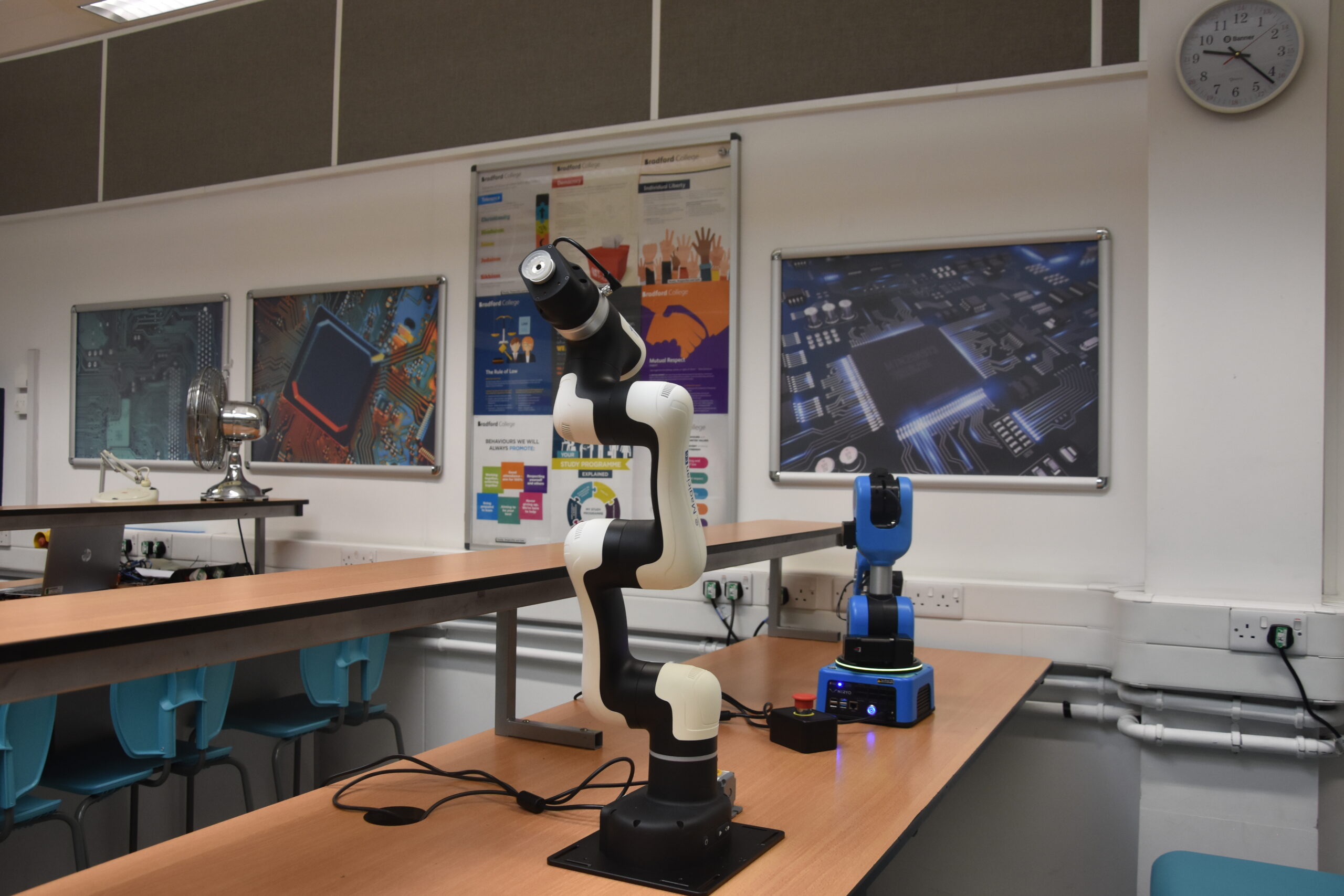 An image of robotic arms at Bradford College